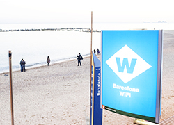 Wi-Fi hotspot on Barcelona beach